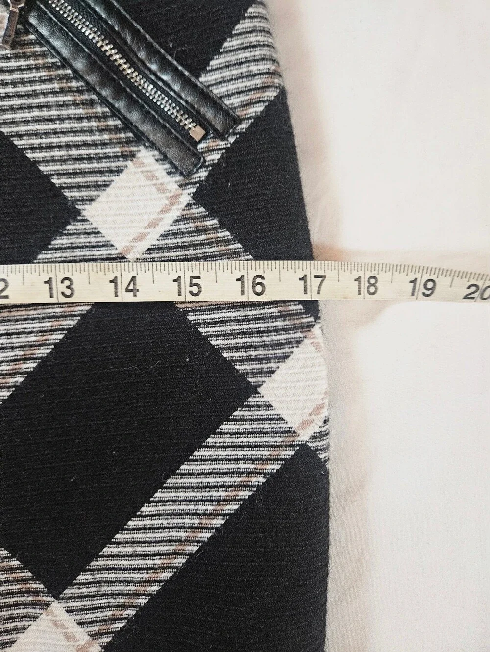 White House Black Market Womens Black & White Plaid Faux Leather Mini Skirt Sz 0